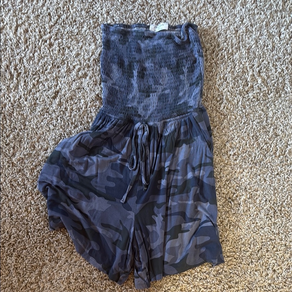 Zenana Outfitters Blue Camo Jumpsuit